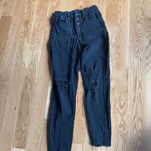 Aeropostale High Rise Black Ripped Jeans
